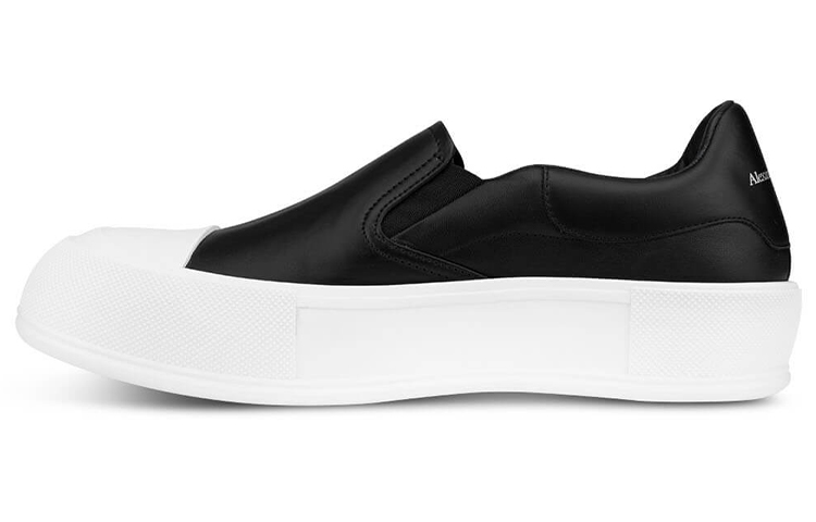 Alexander McQueen Deck Skate Plimsoll 'Black White' 654595WHZT81070