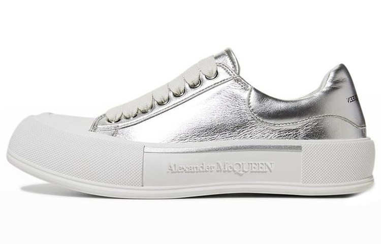Alexander McQueen Deck Sneakers 'Silver Canvas Metallic' 688549W4ST18100