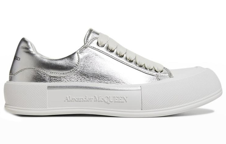 Lookbook Alexander McQueen Baskets Deck ''Canvas Argent Métallique'' 688549W4ST18100