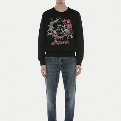 Alexander McQueen 解構式花卉骷髏黑色衛衣 626588QPZ750901 Lookbook Alexander McQueen 解構式花卉骷髏黑色衛衣 626588QPZ750901