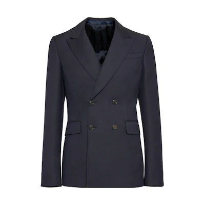 Alexander McQueen Double-Breasted Navy Long-Sleeve Jacket 758359-QVU63-4100