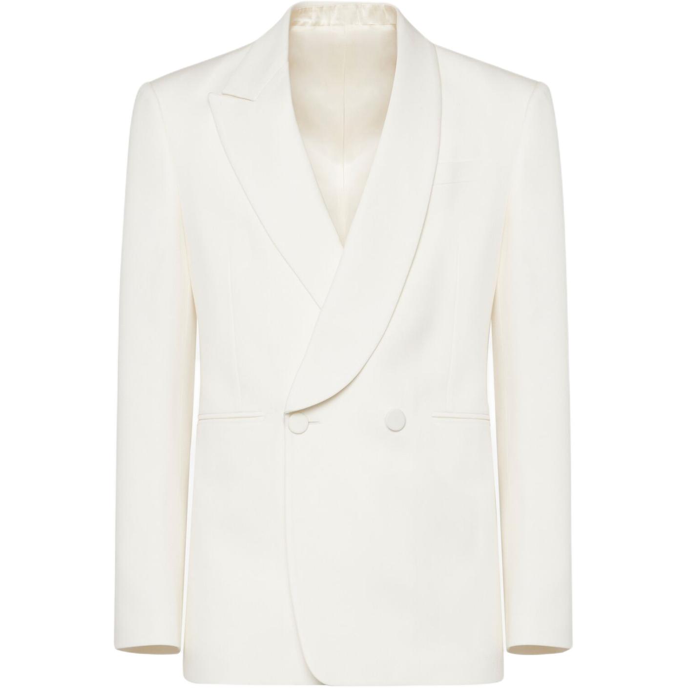 Alexander McQueen Double-Breasted V-Neck White Blazer Jacket 794244-QUAAG-9016