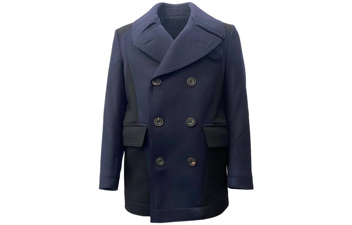 Alexander McQueen Double-Breasted Wool Blazer Jacket in Navy Blue 520862-QLZ86-09