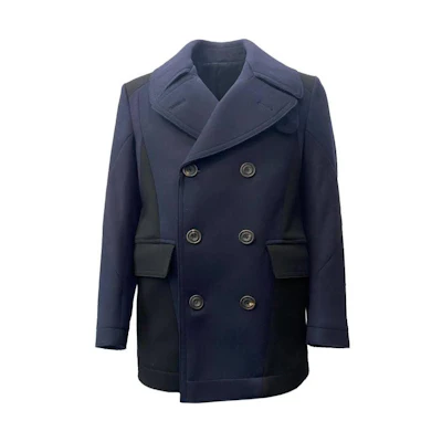 Alexander McQueen Double-Breasted Wool Blazer Jacket in Navy Blue 520862-QLZ86-09