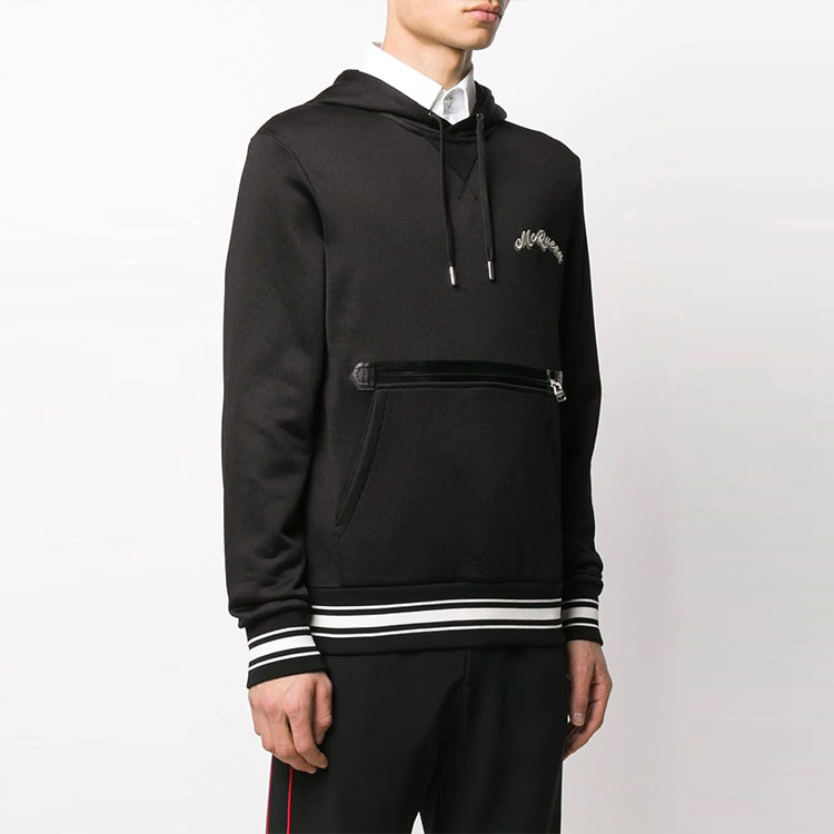 Alexander McQueen Double Logo Embroidered Hoodie Black Fashion. 595592-QOZ83-0901 圖 5