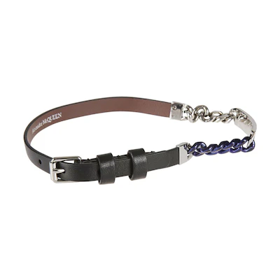 Alexander McQueen Double Wrap Leather Bracelet Black for Men 6636881AABO1000