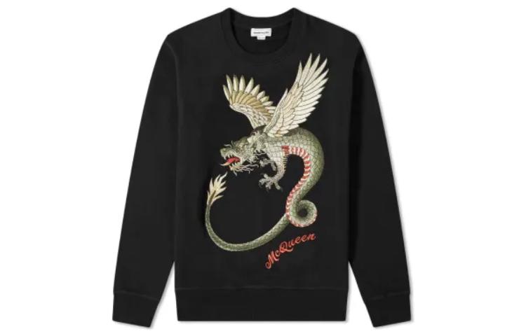 Alexander McQueen Dragon Embroidered Crewneck Sweatshirt Black 610332-QOZB1-0901