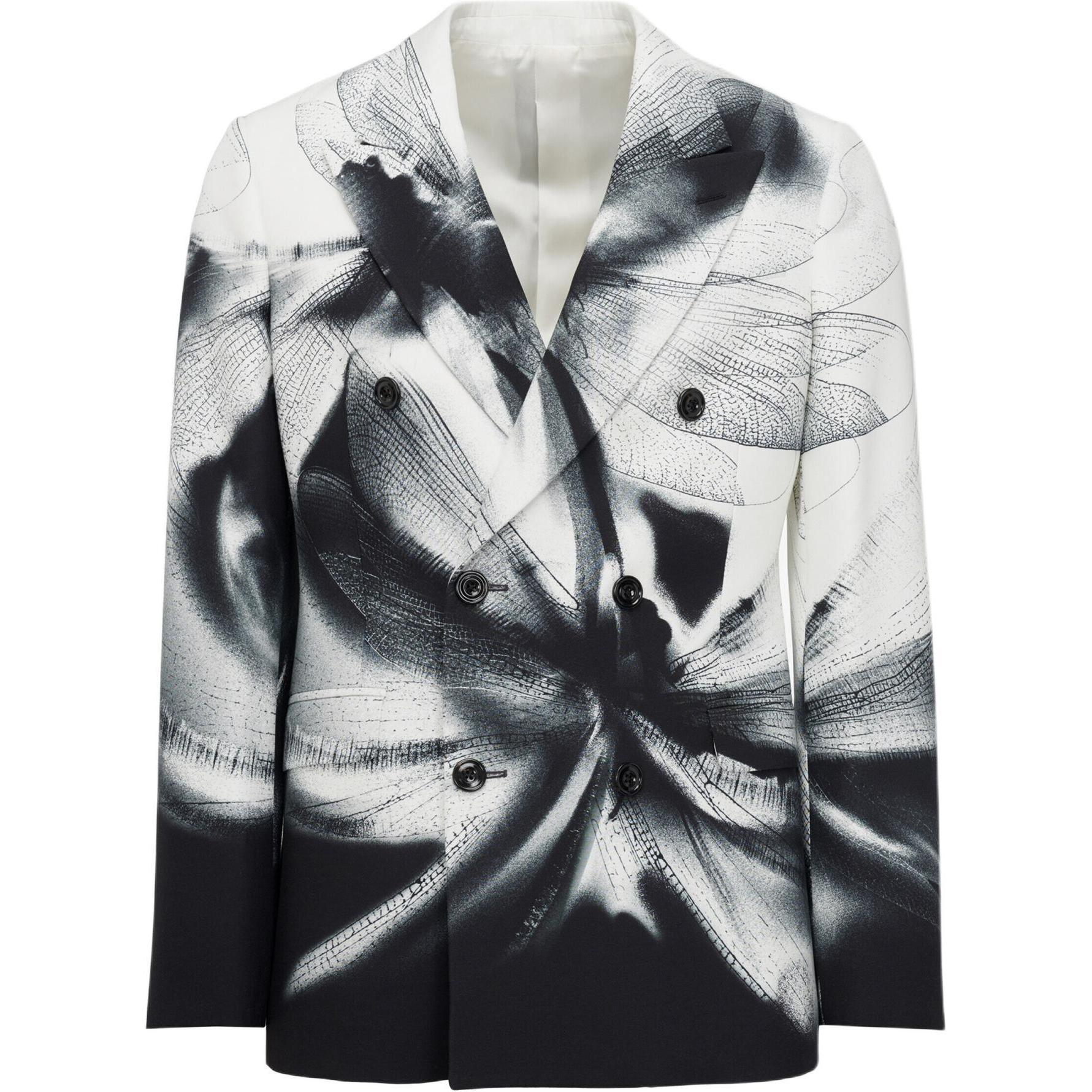 Alexander McQueen Dragonfly Shadow Double-Breasted Jacket Colorblock Coat 774675-QQAAF-1090