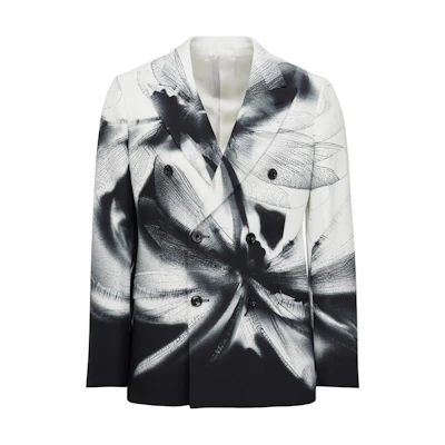 Alexander McQueen Dragonfly Shadow Double-Breasted Jacket Colorblock Coat 774675-QQAAF-1090