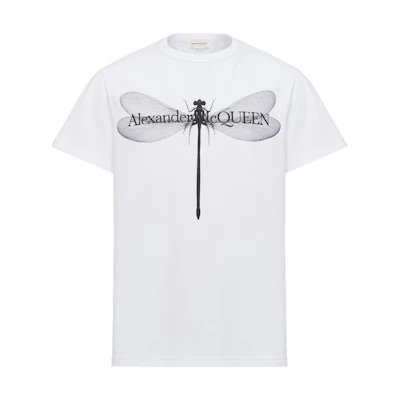 Alexander McQueen Dragonfly White/Black Animal Print T-Shirt 776328-QTAAI-0909