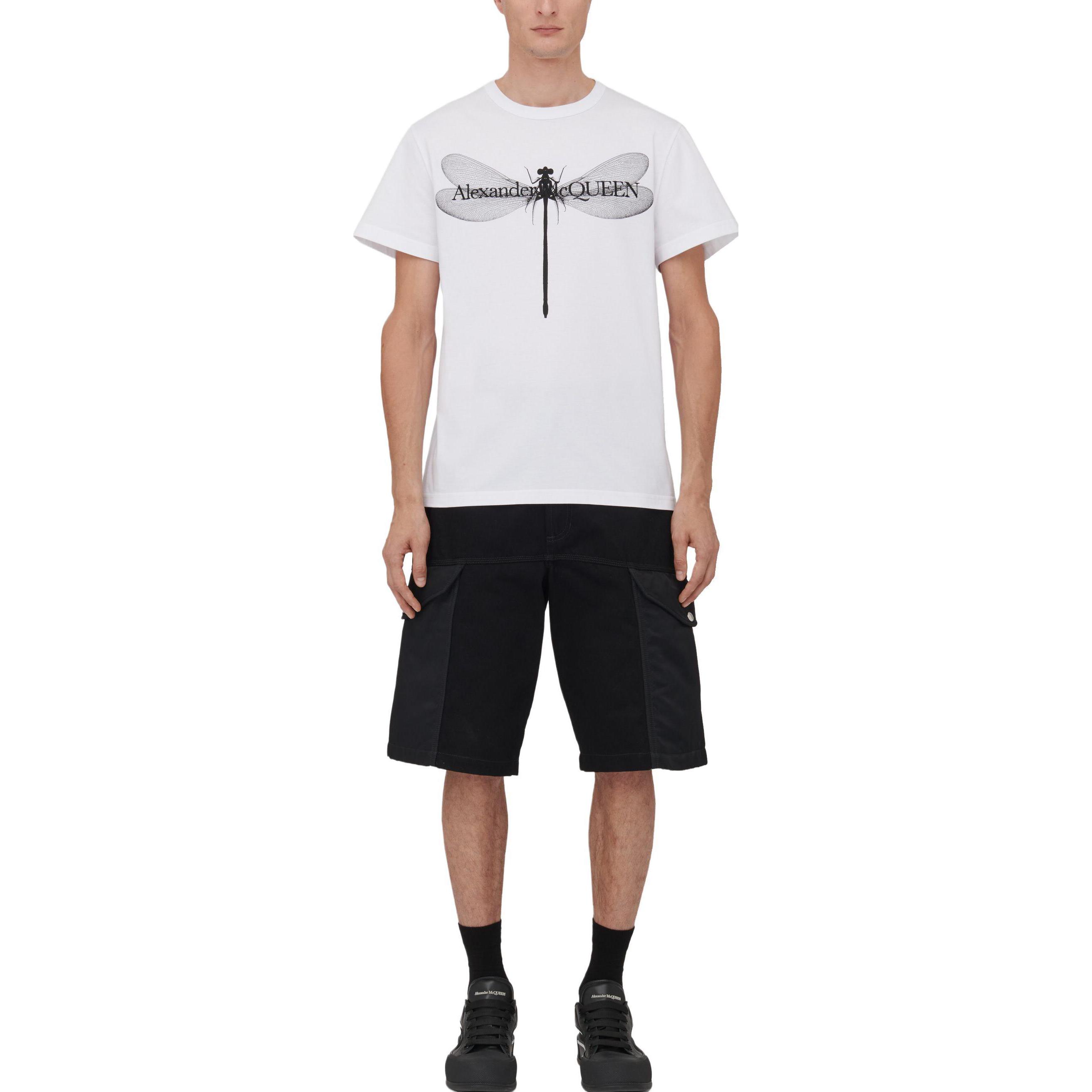 Lookbook Alexander McQueen Dragonfly White/Black Animal Print  T-Shirt 776328-QTAAI-0909