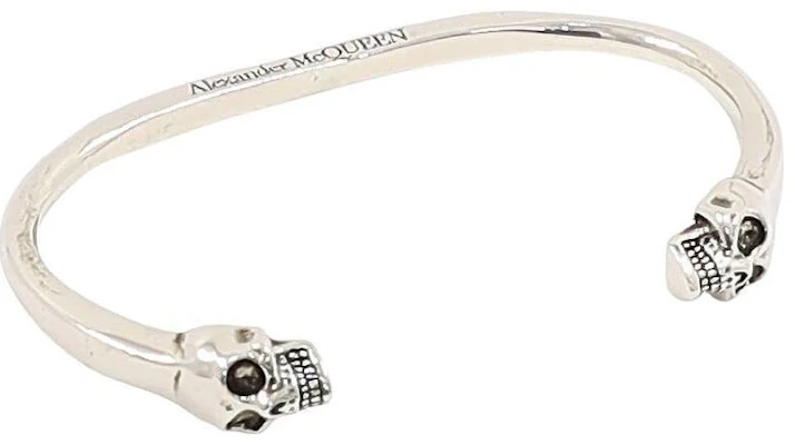 Alexander McQueen Dual Skull Open Design Small Brass Silver Bracelet for Men. 554482-J160I-0446 Order Alexander McQueen Dual Skull Open Design Small Brass Silver Bracelet for Men. 554482-J160I-0446