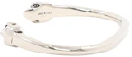 Lookbook Alexander McQueen Dual Skull Open Design Small Brass Silver Bracelet for Men. 554482-J160I-0446