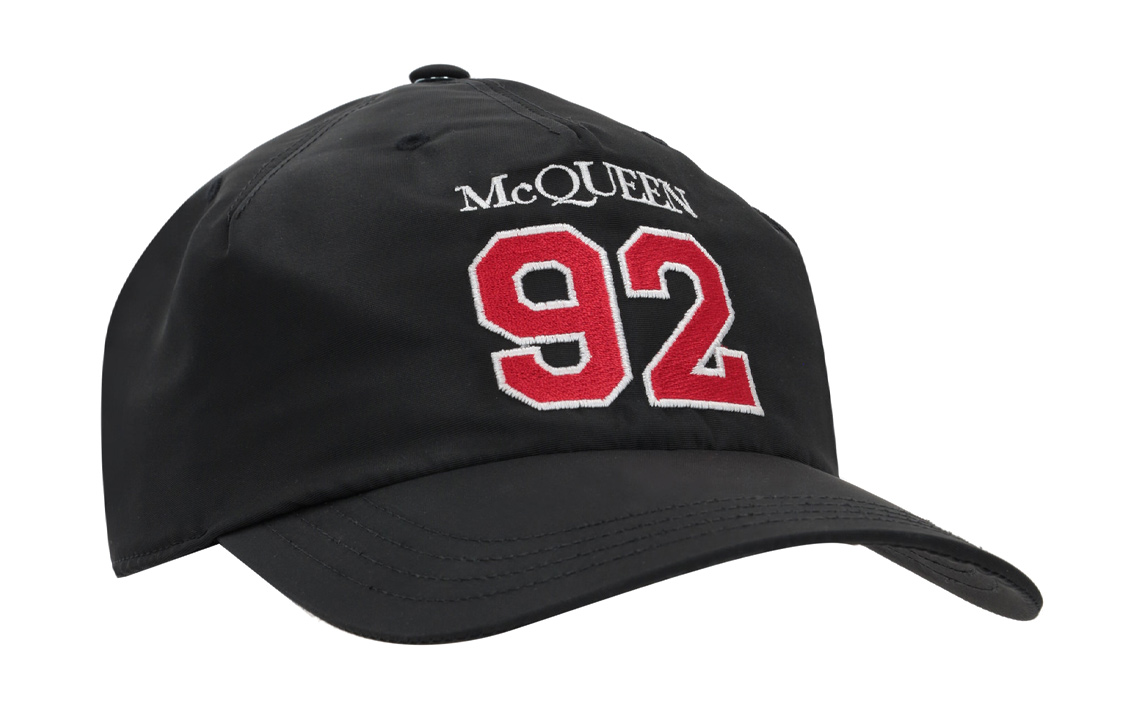 Lookbook 알렉산더 맥퀸 자수 로고 블랙 남성용 베이스볼 캡 캐주얼 스타일 7272254404Q1074