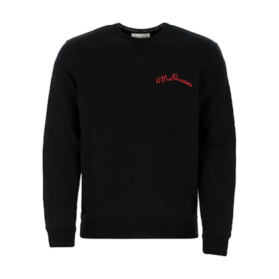Alexander McQueen Embroidered Logo Black Crewneck Sweatshirt Long Sleeve 629747-QPX02-1000