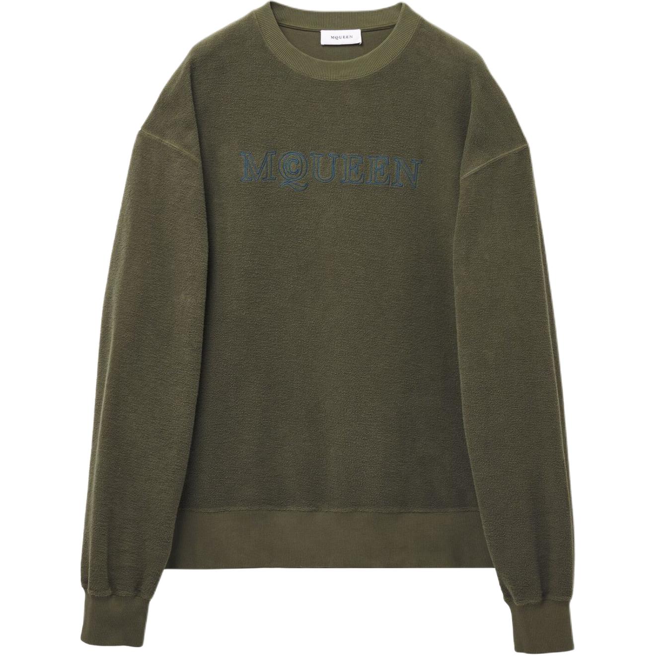 Alexander McQueen Embroidered Logo Loose Fit Crewneck Sweatshirt Men’s Green 801391-QXABE-3047