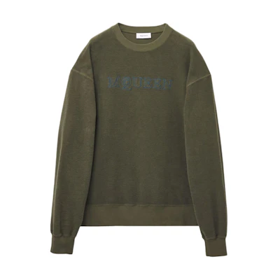 Alexander McQueen Embroidered Logo Loose Fit Crewneck Sweatshirt Men’s Green 801391-QXABE-3047