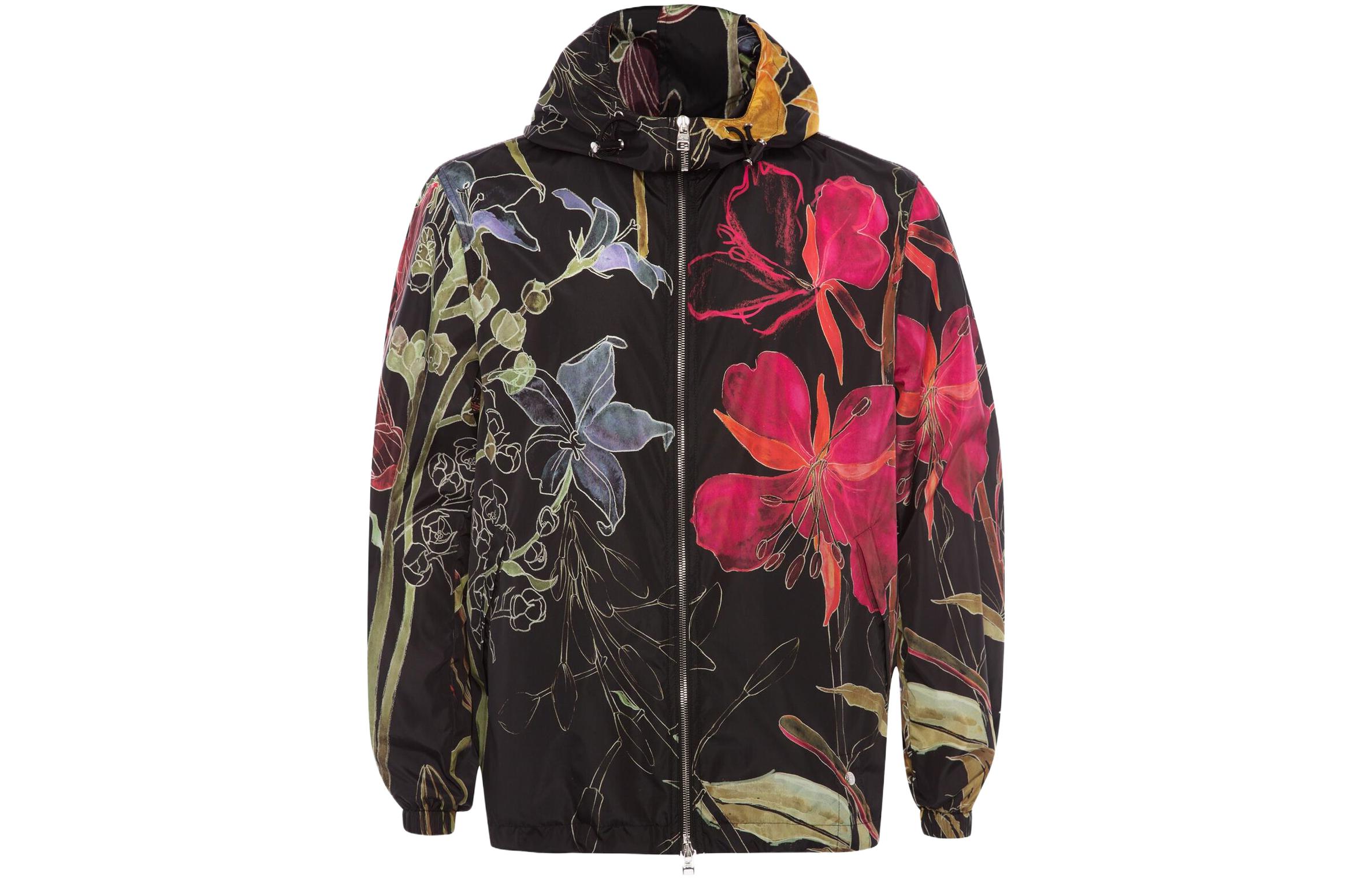 Alexander McQueen Floral Print Hooded Jacket Long Sleeve 615632-QPR52-1004
