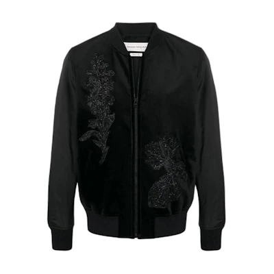Alexander McQueen Floral Sequin Embellished Jacket Black 615624-QPT05-1000