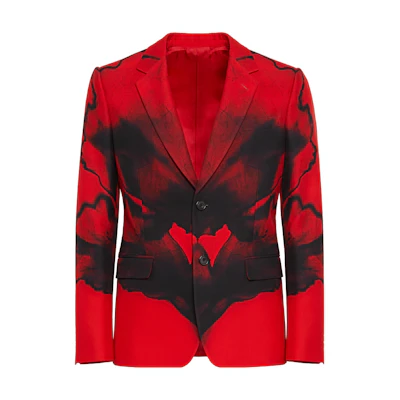 Alexander McQueen Floral Slim-Fit V-Neck Long Sleeve Jacket 759141-QVQ18-6510