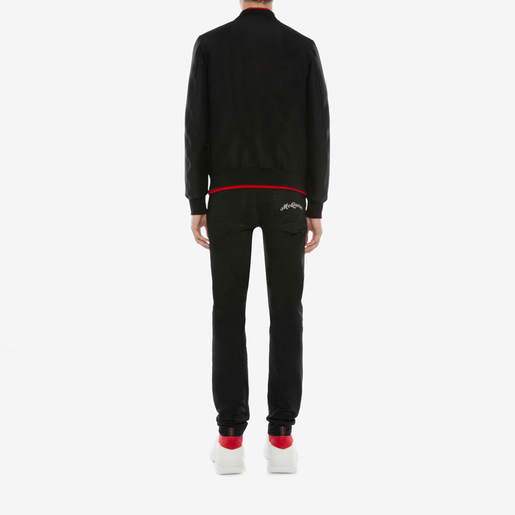 Shop アレキサンダー・マックイーン FW20 クリスタル装飾ウールテーラードジャケット メンズ ブラック 599313-QOU32-1000