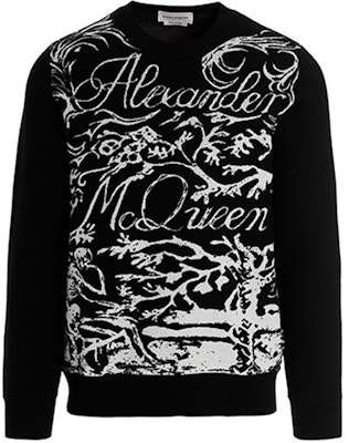 알렉산더 맥퀸 FW21 블랙 로고 울 크루넥 스웨터. 689556-Q1XDV-1001 Buy 알렉산더 맥퀸 FW21 블랙 로고 울 크루넥 스웨터. 689556-Q1XDV-1001