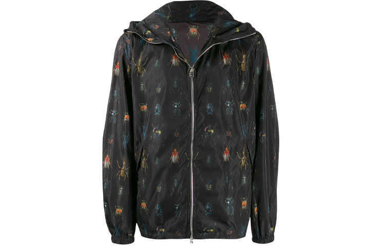 Alexander McQueen FW21 Beetle Print Hooded Jacket Black 567846-QNR48-1004