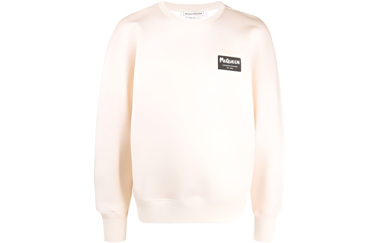 Alexander McQueen FW21 Beige Graphic Loose Fit Crewneck Sweatshirt Mens. 664680-QRX55-9545