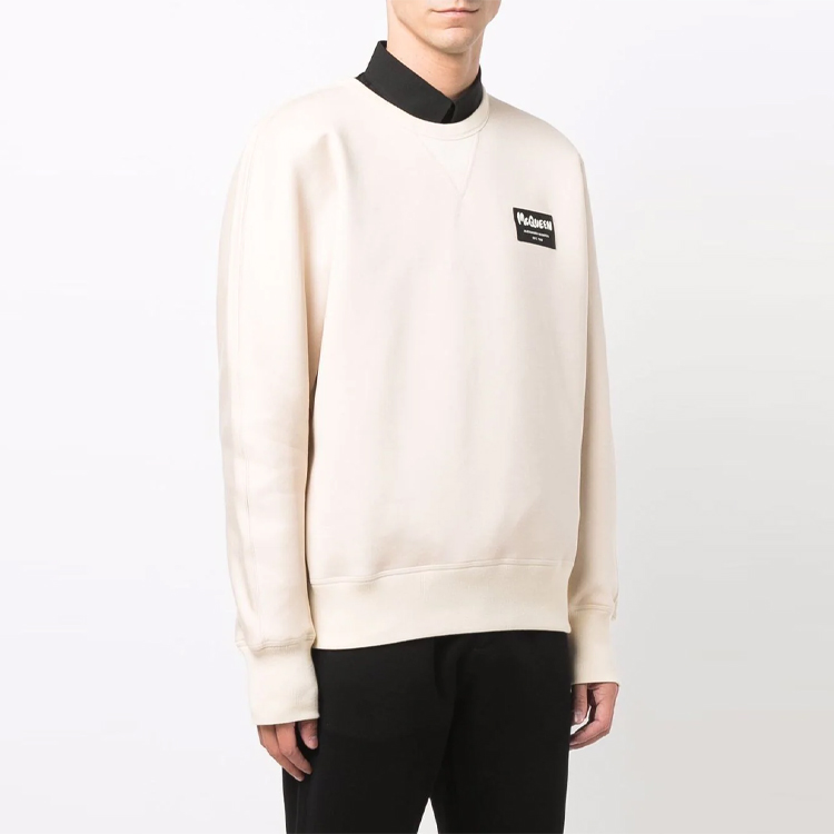 Shop Alexander McQueen FW21 Beige Graphic Loose Fit Crewneck Sweatshirt Mens. 664680-QRX55-9545