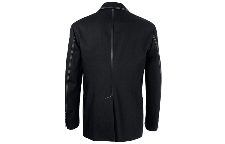 Lookbook Alexander McQueen Jaket Hitam FW21 Cotton dengan Detail Jahitan. 643734-QRY73-1000