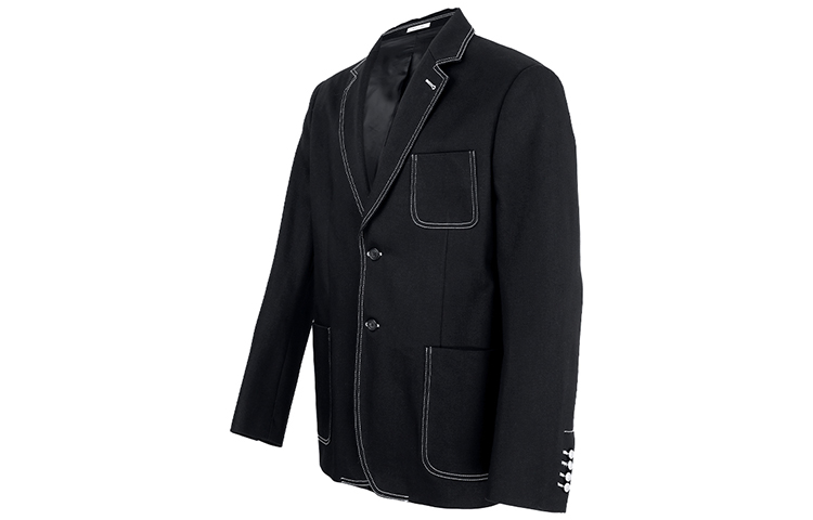 Shop Alexander McQueen Jaket Hitam FW21 Cotton dengan Detail Jahitan. 643734-QRY73-1000