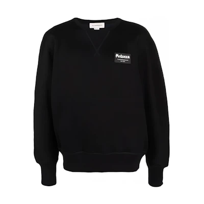 Alexander McQueen FW21 Black Solid Logo Patch Pullover Sweatshirt 664680-QRX55-1000