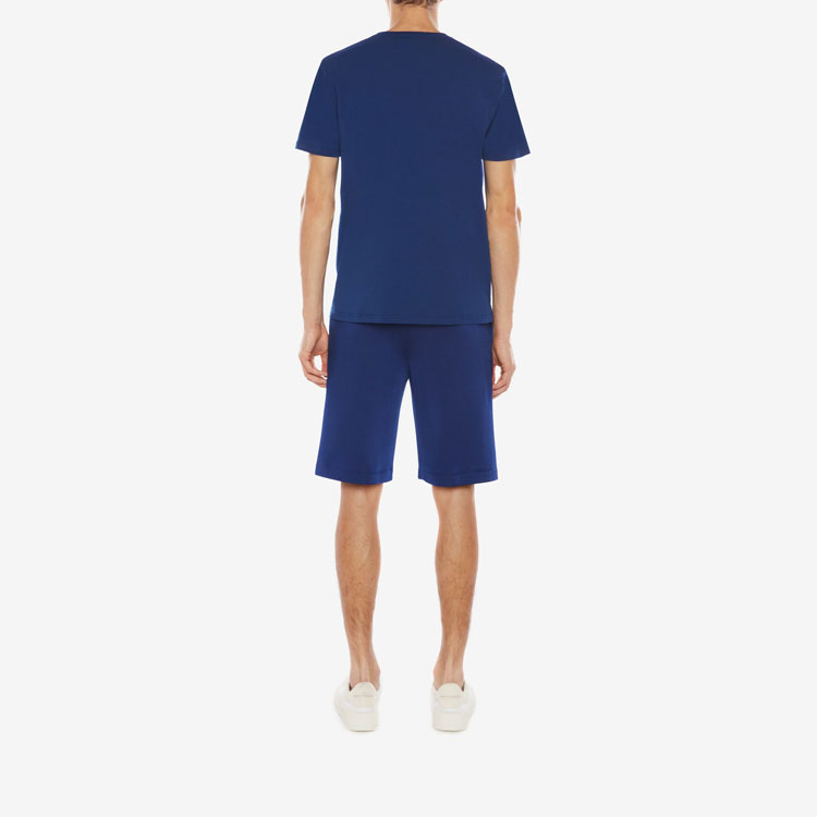 Shop 알렉산더 맥퀸 FW21 블루 레터 자수 쇼츠 662588-QRZ74-0903