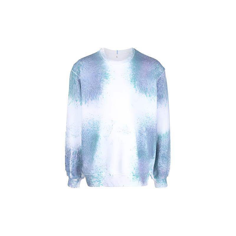 Alexander McQueen FW21 Blue Tie-Dye Spotted Print Pullover Sweatshirt 624832-RRT79-9000