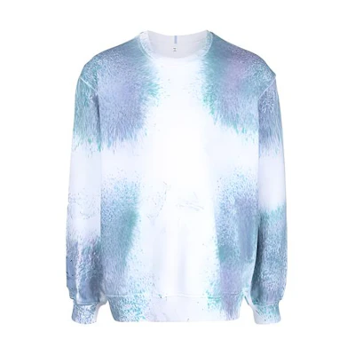 Alexander McQueen FW21 Blue Tie-Dye Spotted Print Pullover Sweatshirt 624832-RRT79-9000