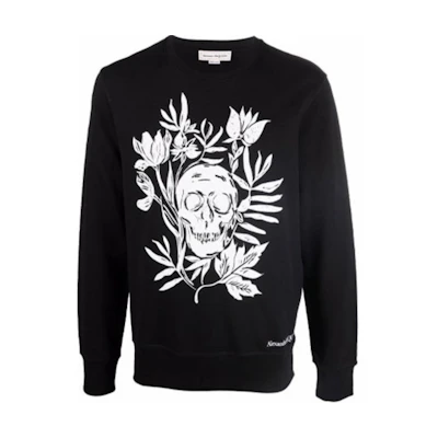 Alexander McQueen FW21 Cartoon Printed Crewneck Sweatshirt Black 666639-QRZ1A-0901