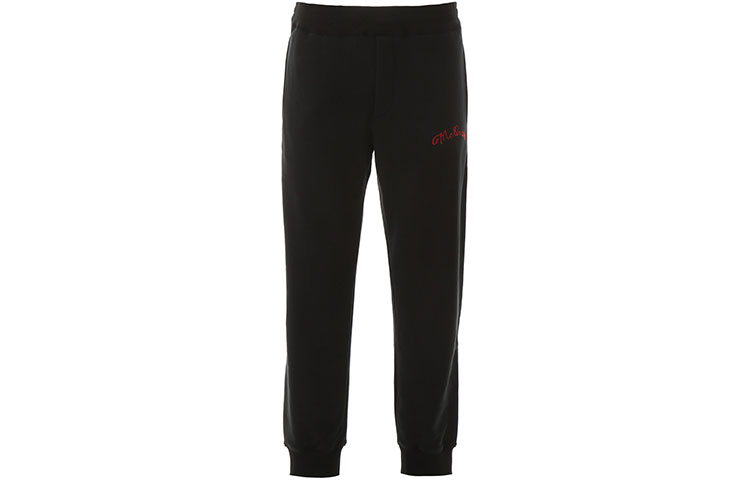 Alexander McQueen FW21 Embroidered Cotton Jogger Sweatpants Black 599618-QRX82-1000
