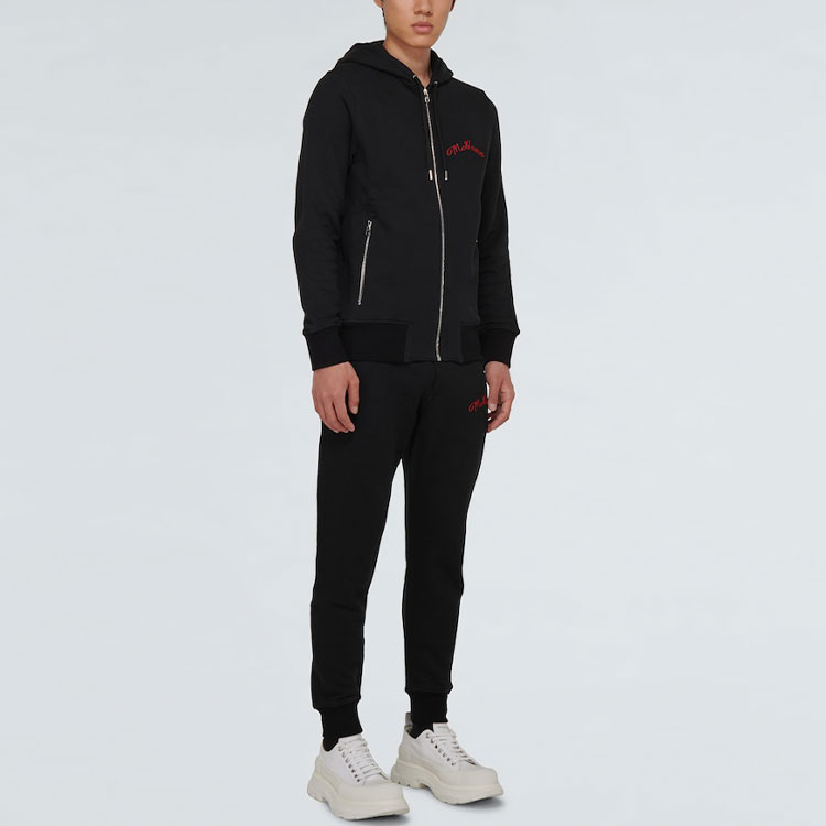 Details for 알렉산더 맥퀸 FW21 자수 코튼 조거 스웻팬츠 블랙 599618-QRX82-1000