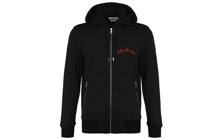 Order Sudadera Negra con Cremallera y Logo Bordado Alexander McQueen FW21 599617-QRX82-1000