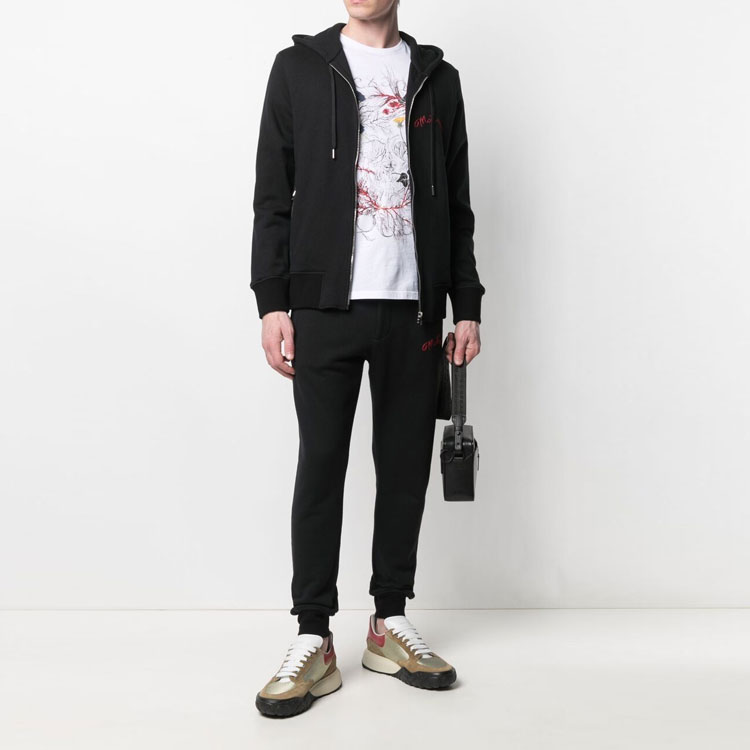 Purchase Sudadera Negra con Cremallera y Logo Bordado Alexander McQueen FW21 599617-QRX82-1000