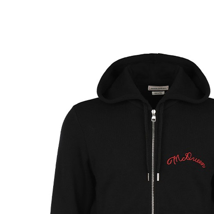 Sizing Sudadera Negra con Cremallera y Logo Bordado Alexander McQueen FW21 599617-QRX82-1000