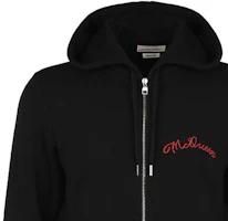 Sizing Alexander McQueen FW21 刺繡標誌黑色拉鍊外套襯衫 599617-QRX82-1000