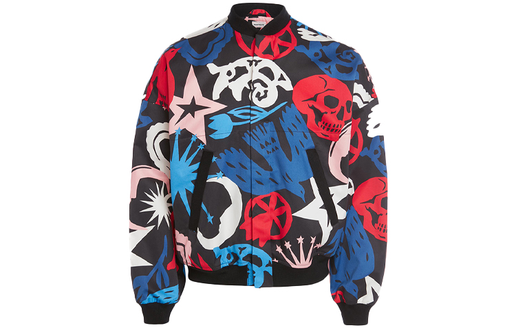 Alexander McQueen FW21 Floral Print Bomber Jacket Multicolor 666264QRT401068