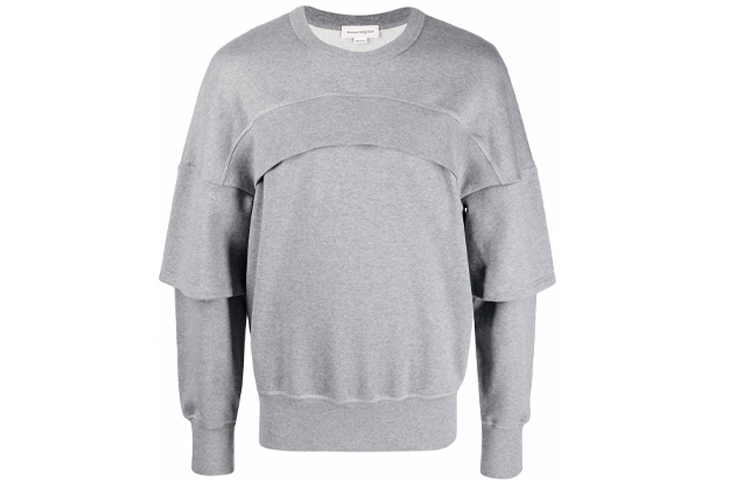 Alexander McQueen FW21 Grey Layered Pullover Sweatshirt 664951-QRX87-1401