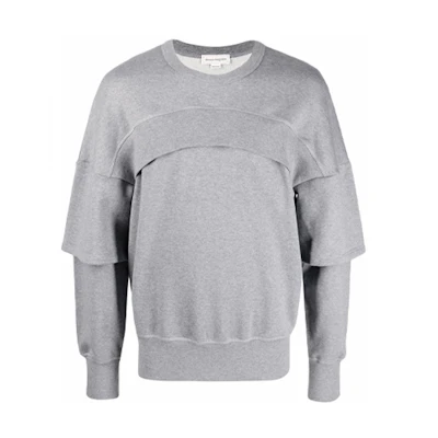 Alexander McQueen FW21 Grey Layered Pullover Sweatshirt 664951-QRX87-1401