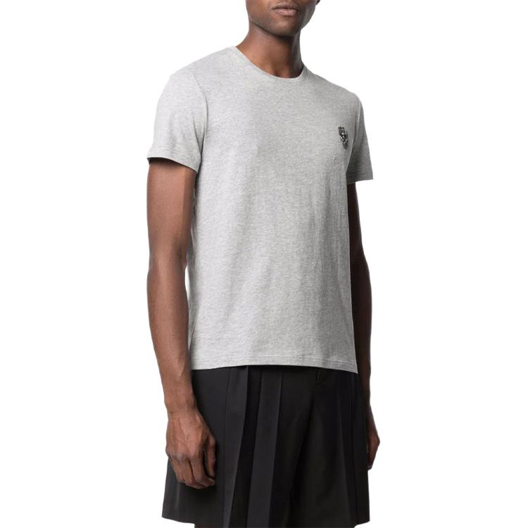 Alexander McQueen FW21 Grey Skull Applique Crewneck T-Shirt. 662486-QRX04-1401