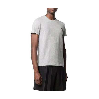 Alexander McQueen FW21 Grey Skull Applique Crewneck T-Shirt. 662486-QRX04-1401