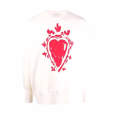 Alexander McQueen FW21 Heart Print Crewneck Sweatshirt Men 666643-QRZ3B-0910