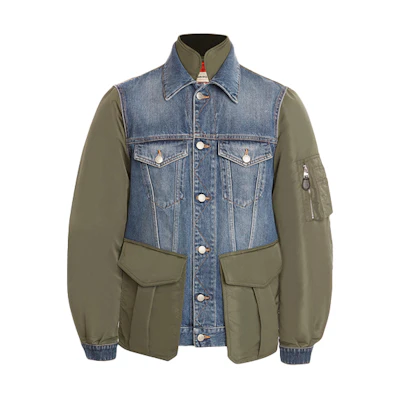 Alexander McQueen FW21 Hybrid Multi-Pocket Patchwork Denim Jacket Khaki 663468-QRZ9A-0903