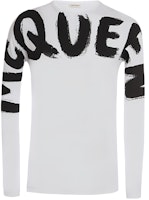 Alexander McQueen FW21 Letter Print White Long Sleeve T-Shirt 664426-QRZ89-0900 Alexander McQueen FW21 Letter Print White Long Sleeve T-Shirt 664426-QRZ89-0900
